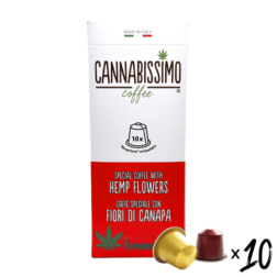 Boîte de capsules café fleurs de chanvre CANNABISSIMO