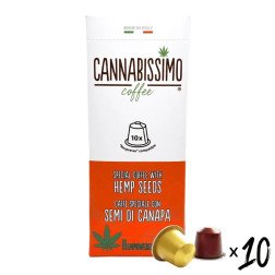 Boîte de café aux graines de chanvre CANNABISSIMO – 10 capsules