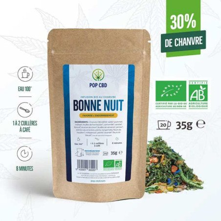 Tisane CBD Bio Bonne Nuit - POP CBD - Vrac pour sommeil naturel
