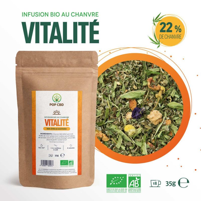 Tisane CBD bio vitalité | POP CBD Tisane CBD bio vitalité | POP CBD