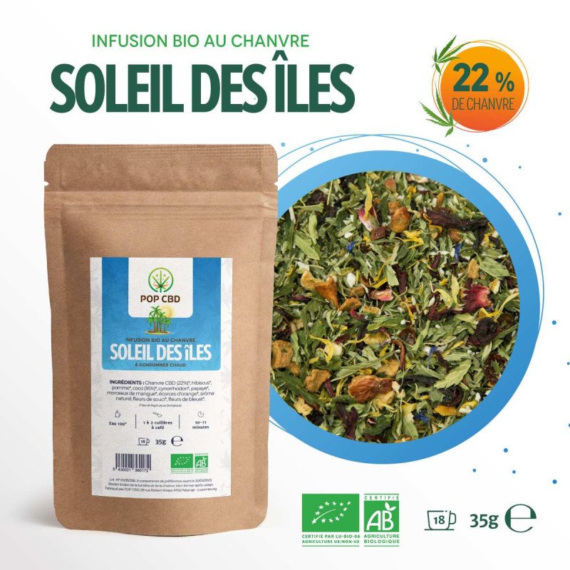 Tisane CBD bio soleil des îles | POP CBD Tisane CBD bio soleil des îles | POP CBD