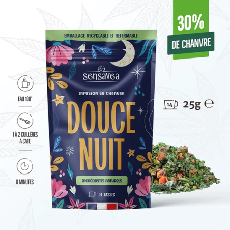 Tisane CBD Bio Douce Nuit SENSAVEA - Vrac sommeil naturel