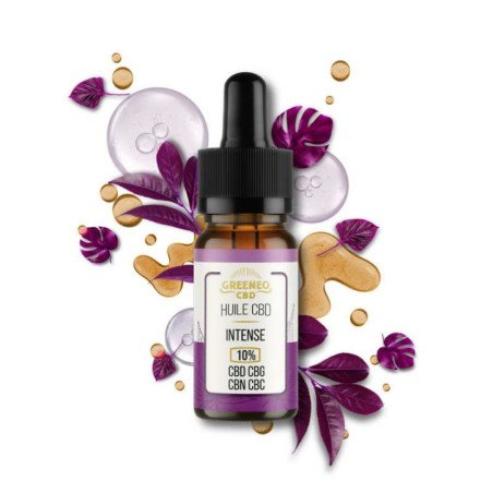 Huile CBD 10% Broad Spectrum Intense - GREENEO - Flacon 10 ml
