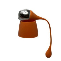 Infuseur à thé en silicone et acier inoxydable (Orange)
