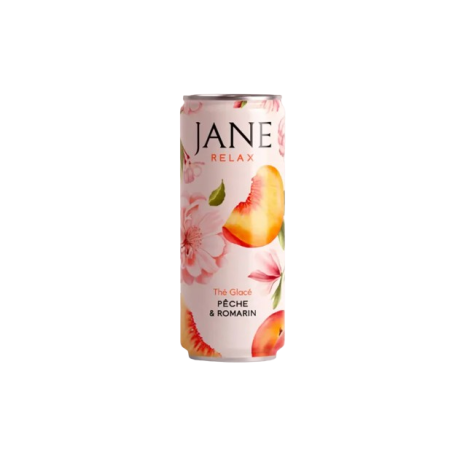 Thé glacé CBD pêche romarin bio – bouteille 25 cl JANE