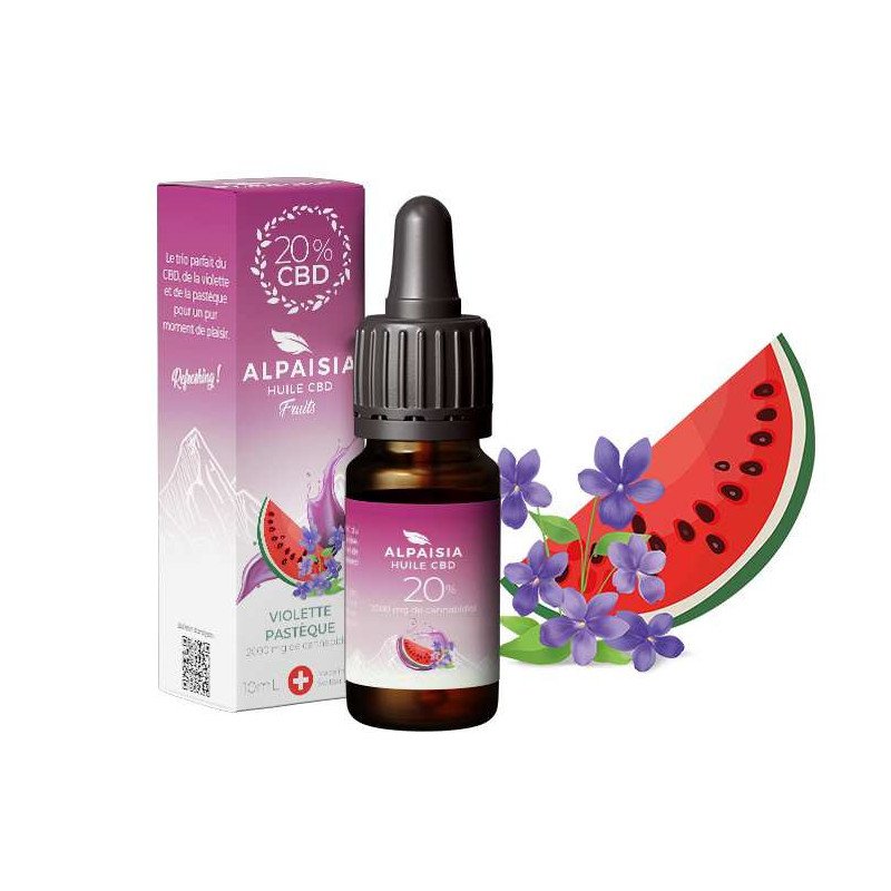 Huile CBD 20% broad spectrum violette pastèque | ALPAISIA Huile CBD 20% broad spectrum violette pastèque | ALPAISIA