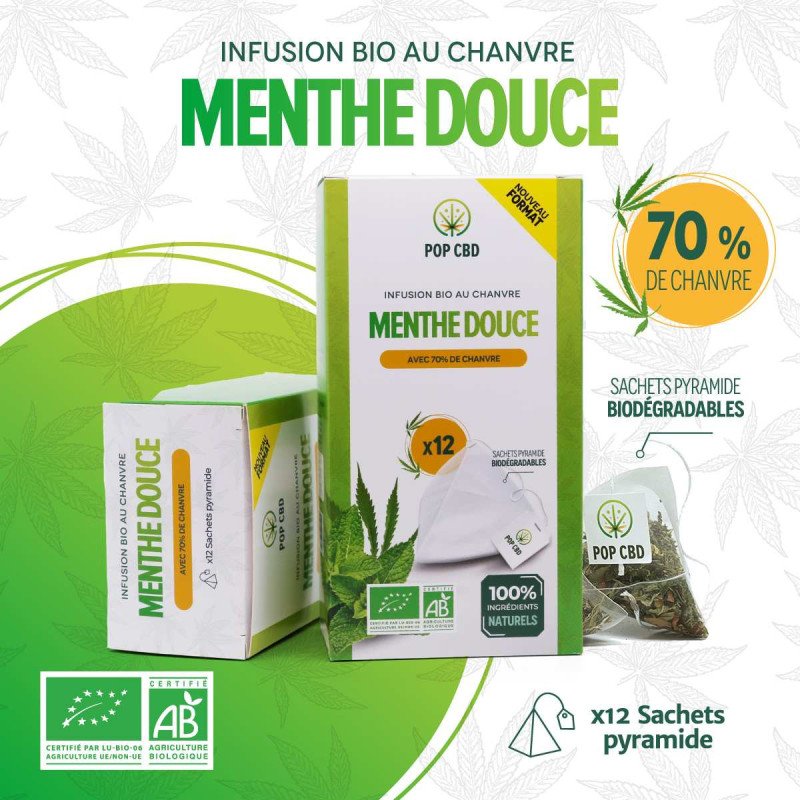 Tisane CBD bio menthe douce - sachets | POP CBD Tisane CBD bio menthe douce - sachets | POP CBD