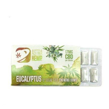 Paquet de chewing-gums ASTRA HEMP CBD eucalyptus  12 gommes